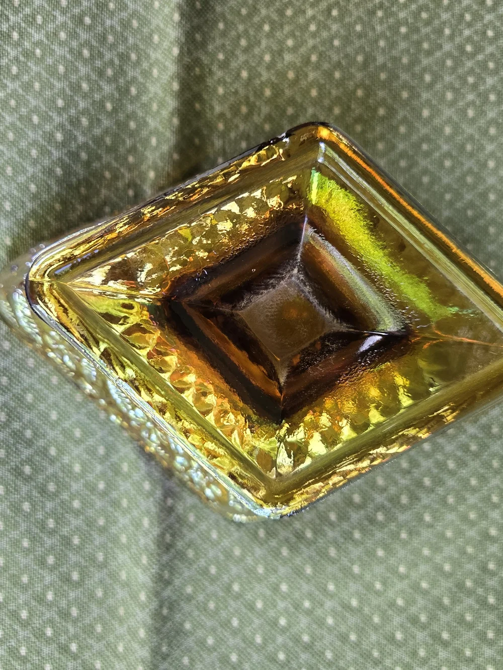 Indian Glass Iridescent Carnival Glass Pedestal Dish